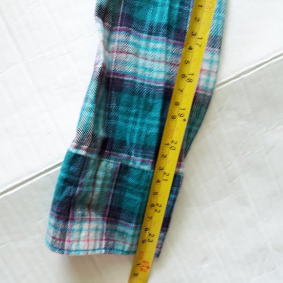 Eddie Bauer Flannel Plaid Button Down Shirt Green - Picture 5 of 7